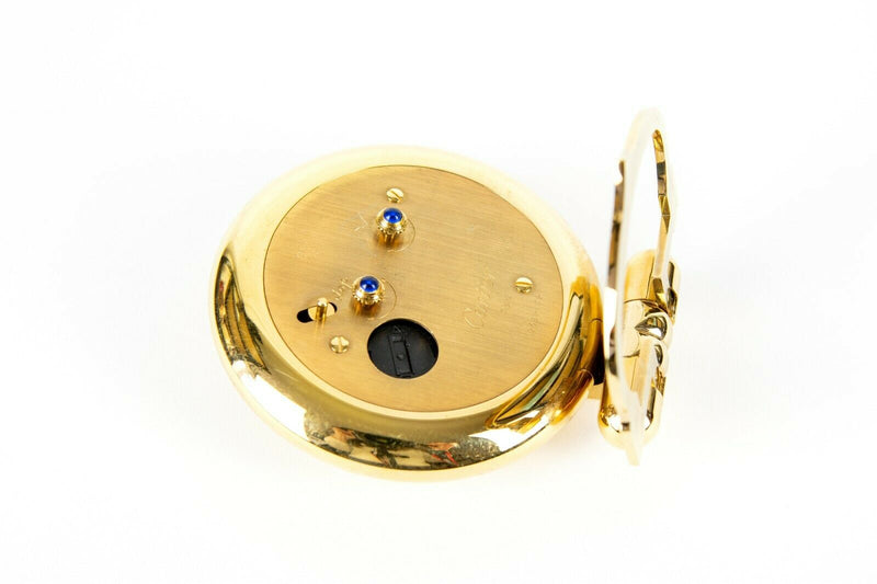 MUST DE CARTIER -COLISEE- FOLDING DESK TRAVEL ALARM CLOCK, QUARTZ, GILT CASE