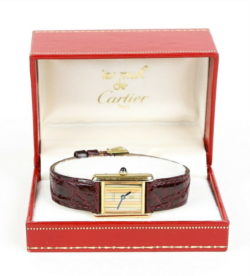 MUST DE CARTIER, PARIS - LADIES SILVER &amp; GOLD PLATED TANK WRIST WATCH