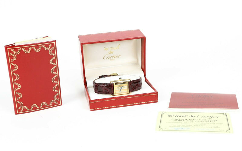MUST DE CARTIER, PARIS - LADIES SILVER &amp; GOLD PLATED TANK WRIST WATCH