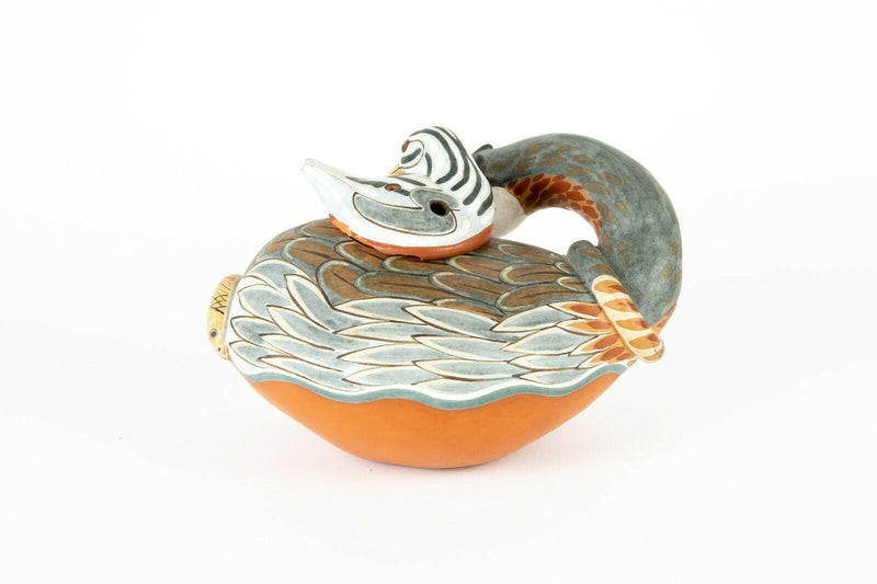 NEIL IONS (BRITISH, b.1949) DUCK/SNAKE STUDIO ART POTTERY MUSICAL INSTRUMENT OF SCULPTURE