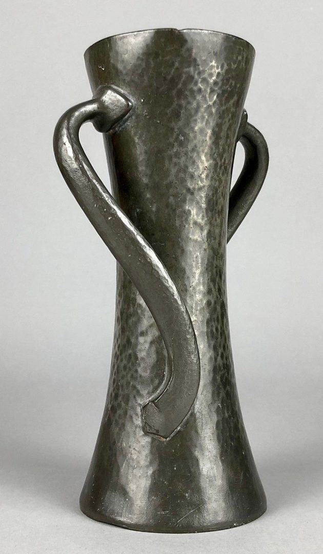 OLIVER BAKER for LIBERTY &amp; Co. - ARTS &amp; CRAFTS TUDRIC PEWTER TWIN HANDLED VASE 030