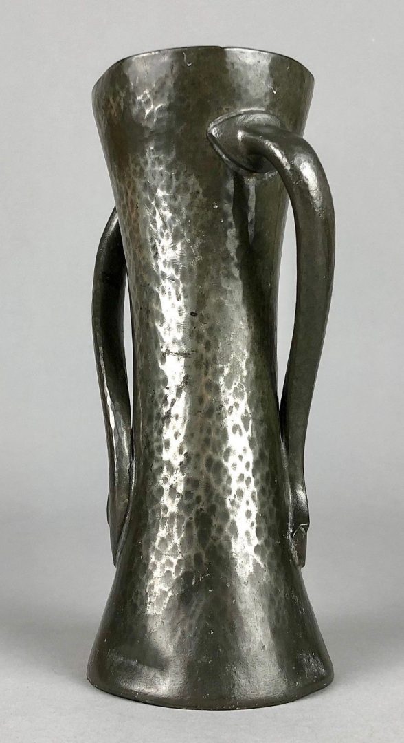 OLIVER BAKER for LIBERTY &amp; Co. - ARTS &amp; CRAFTS TUDRIC PEWTER TWIN HANDLED VASE 030