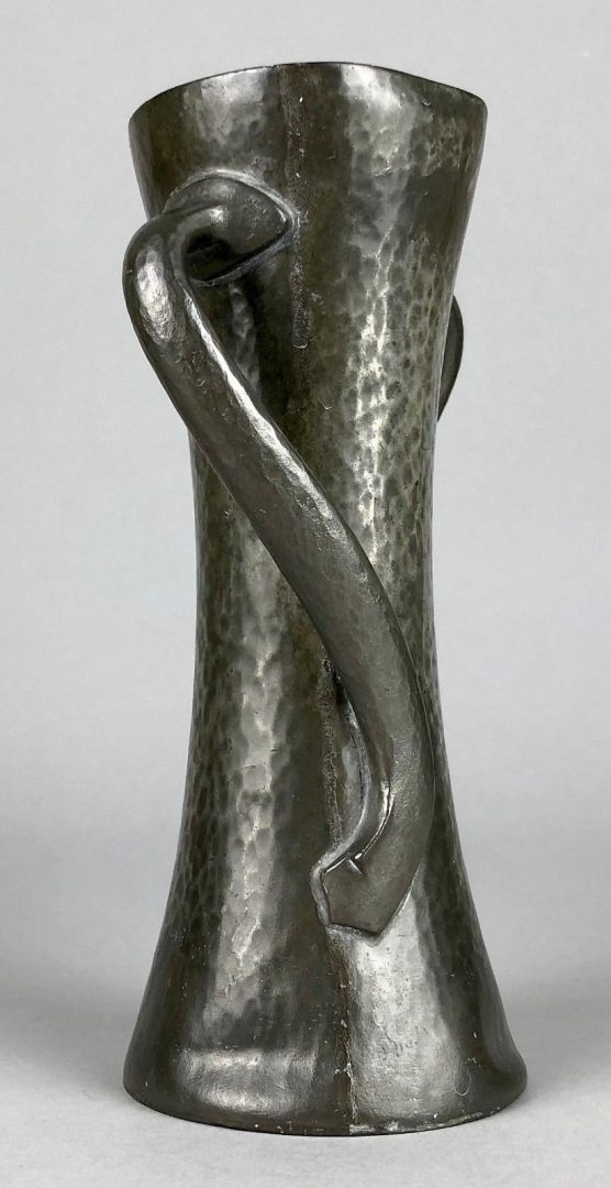 OLIVER BAKER for LIBERTY &amp; Co. - ARTS &amp; CRAFTS TUDRIC PEWTER TWIN HANDLED VASE 030