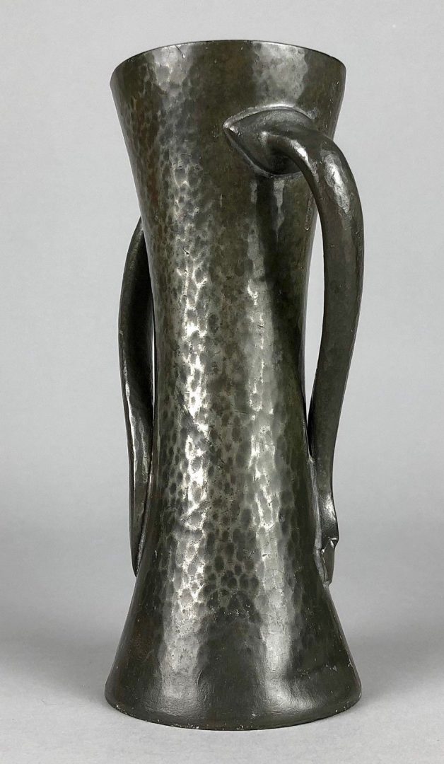 OLIVER BAKER for LIBERTY &amp; Co. - ARTS &amp; CRAFTS TUDRIC PEWTER TWIN HANDLED VASE 030