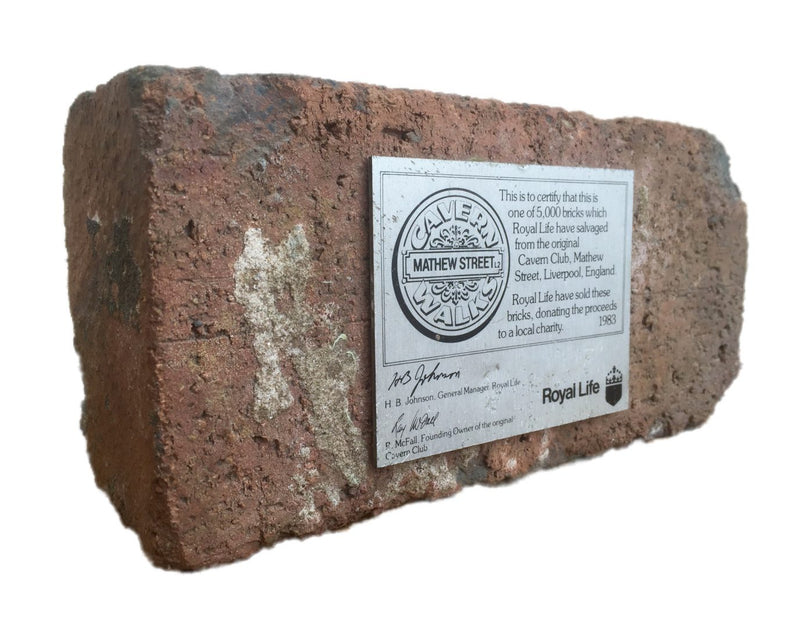 THE BEATLES - ORIGINAL CAVERN CLUB BRICK WITH AUTHENTICATION PLAQUE