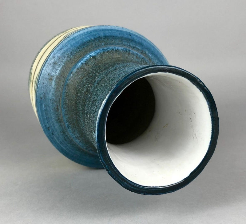 PENNY BLACK for TROIKA - BLUE/GREEN GEOMETRIC CIRCLE ROUND URN VASE