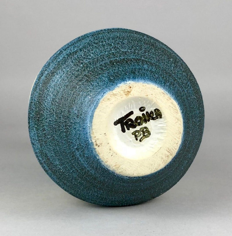 PENNY BLACK for TROIKA - BLUE/GREEN GEOMETRIC CIRCLE ROUND URN VASE
