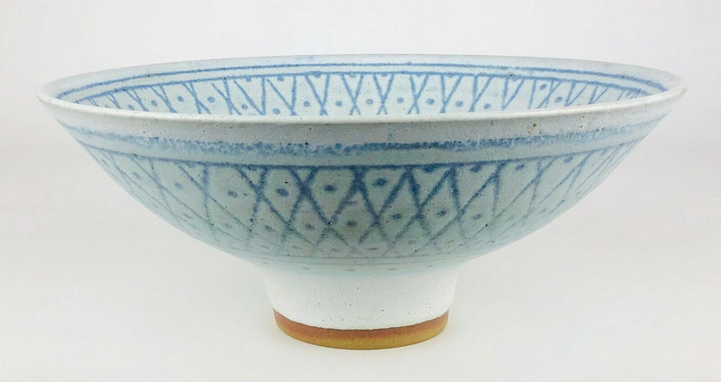 PETER WILLS - LARGE STUDIO POTTERY FOOTED PEDESTAL CENTREPIECE BOWL DISH