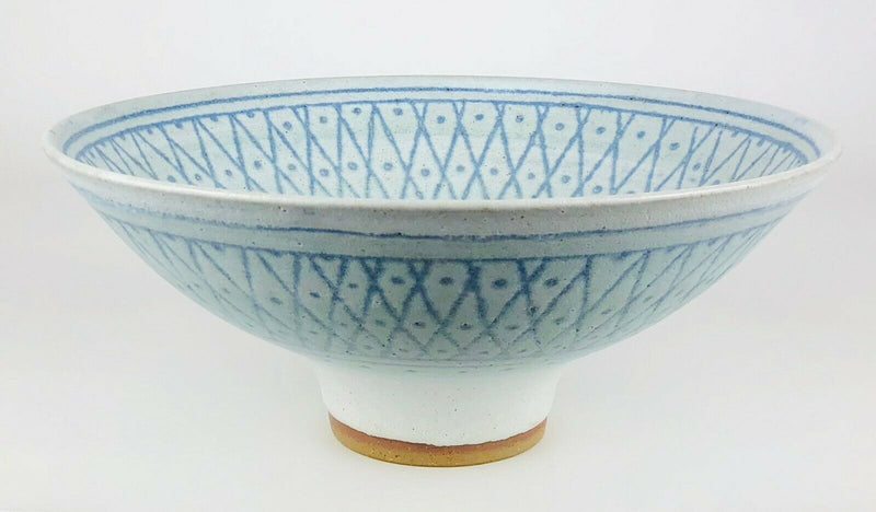 PETER WILLS - LARGE STUDIO POTTERY FOOTED PEDESTAL CENTREPIECE BOWL DISH