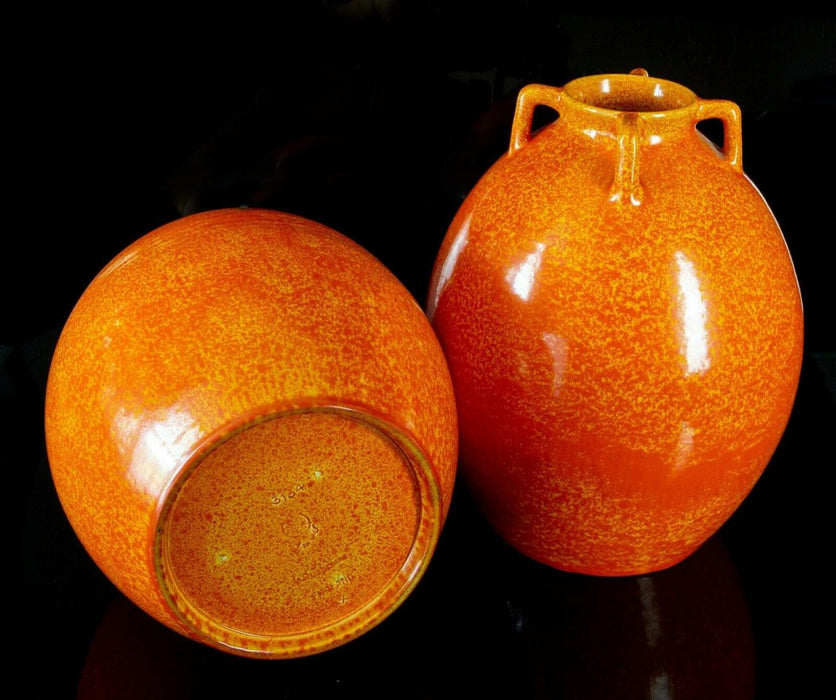 PILKINGTONS ROYAL LANCASTRIAN - PAIR OF LARGE ORANGE GLAZED VASES, No. 3134