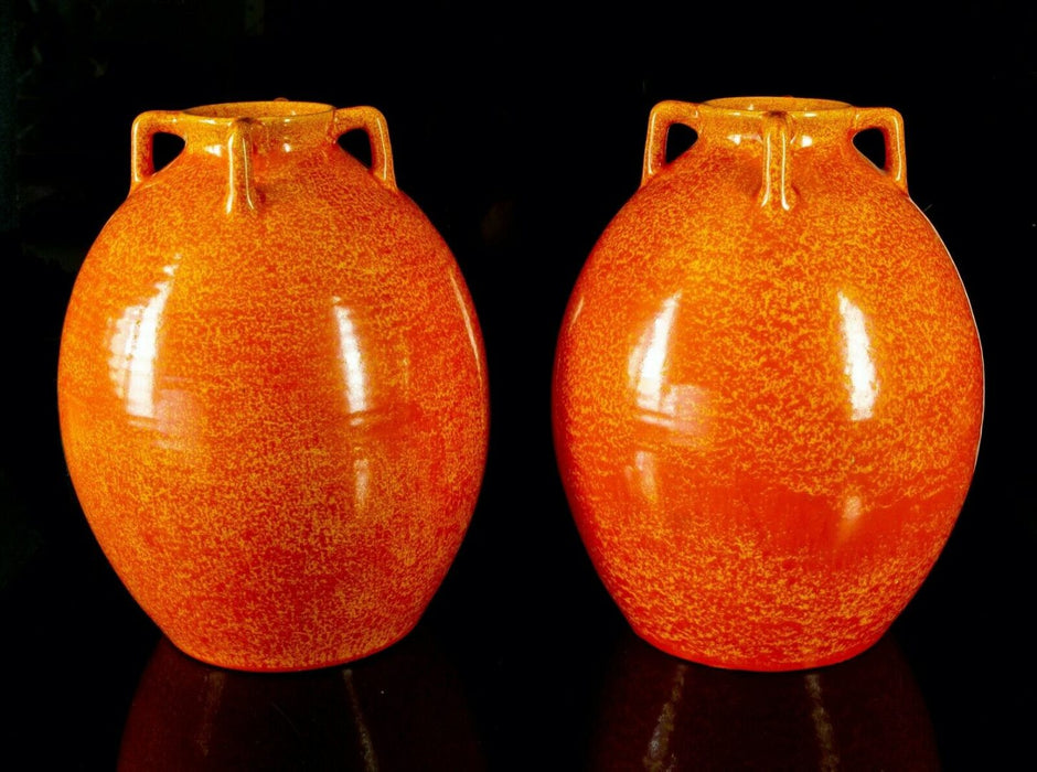 PILKINGTONS ROYAL LANCASTRIAN - PAIR OF LARGE ORANGE GLAZED VASES, No. 3134