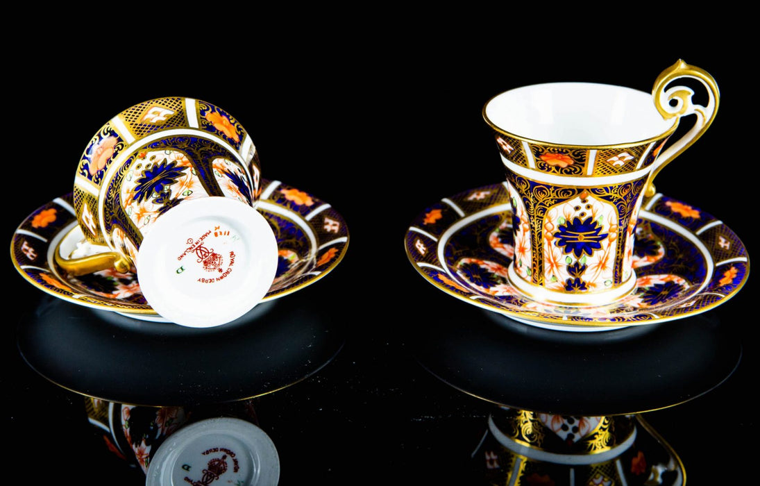 ROYAL CROWN DERBY - JAPANESE IMARI 1128 MINIATURE COFFEE CAN CUP & SAUCER