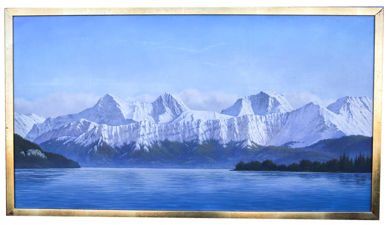 SIMON HARLING SWISS OBERLAND MOUNTAINOUS LANDSCAPE, LARGE OIL PAINTING