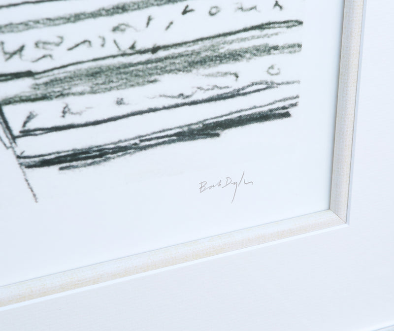 BOB DYLAN, 'TRAIN TRACKS' (WHITE), MEDIUM LIMITED EDITION DRAWN BLANK PRINT 2012