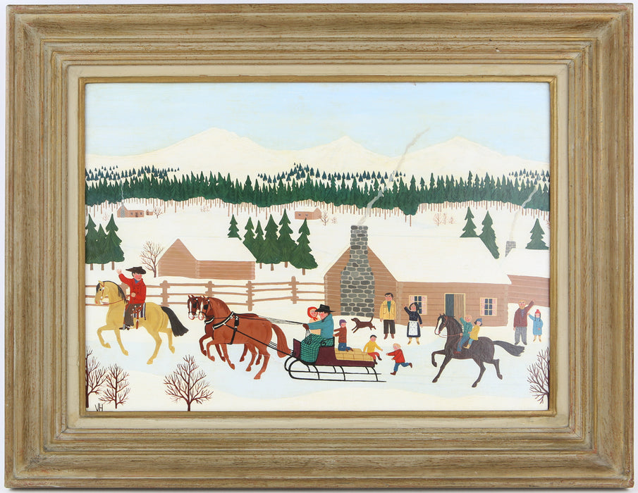 VINCENT HADDELSEY, 'WINTER IN CARIBOO', SNOWY CHRISTMAS, OIL PAINTING, SIGNED