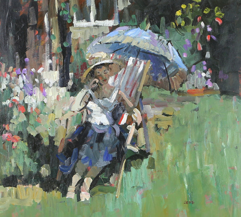 SHERREE VALENTINE DAINES, 'SUNNY DAY IN THE GARDEN', ORIGINAL OIL PAINTING, SIGNED