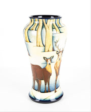 MOORCROFT POTTERY 'WILD HIGHLANDERS' 2002 LARGE CHRISTMAS REIN DEER VASE