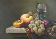 BRIAN DAVIES - STILL LIFE WITH FRUIT INTERIOR STUDY ORIGINAL OIL PAINTING SIGNED