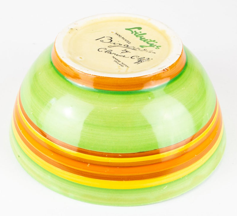 CLARICE CLIFF for LIBERTYS - ART DECO NEWPORT BIZARRE BANDED GREEN BOWL