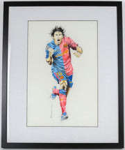 LIONEL MESSI - PAUL TREVILLION ORIGINAL PEN/INK BARCELONA ART & SIGNED CATALOGUE