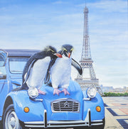 STEVE TANDY, 'LE GRAND TOUR', LIMITED EDITION PENGUINS CITROEN 2CV PARIS EIFFEL TOWER PRINT