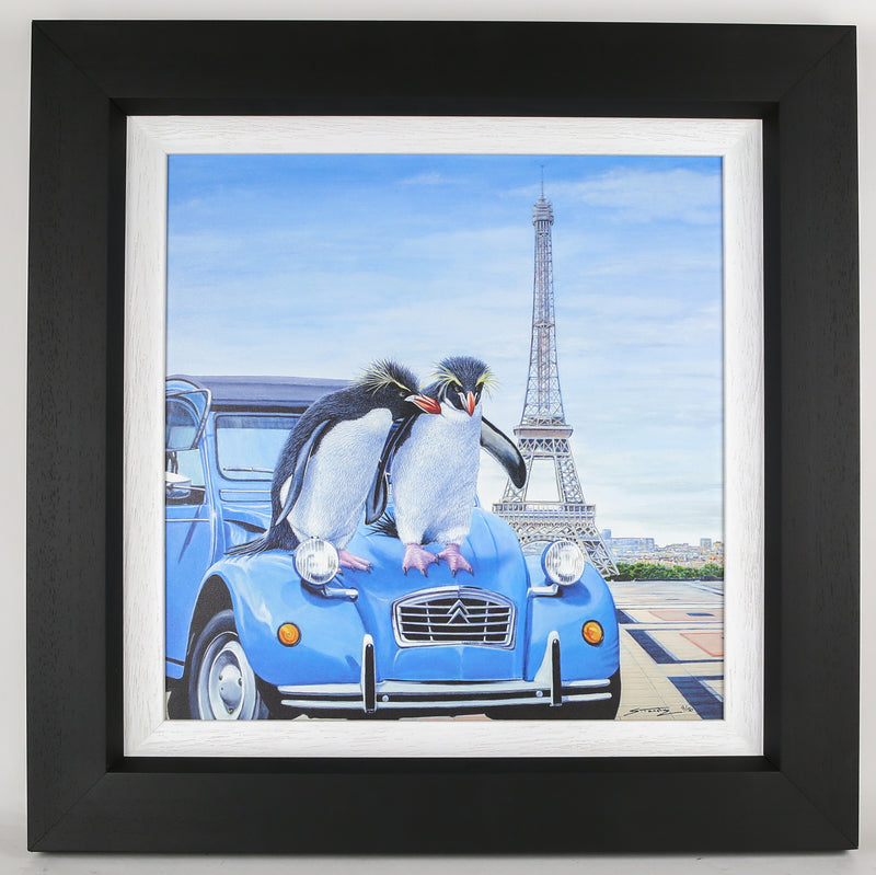 STEVE TANDY, 'LE GRAND TOUR', LIMITED EDITION PENGUINS CITROEN 2CV PARIS EIFFEL TOWER PRINT