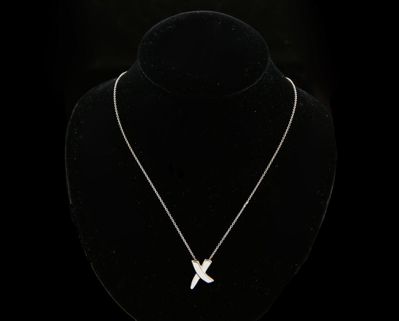PALOMA PICASSO, TIFFANY & Co 925 STERLING SILVER GRAFFITI CROSS PENDANT NECKLACE