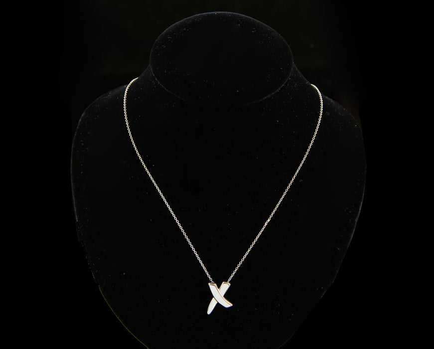 PALOMA PICASSO, TIFFANY & Co 925 STERLING SILVER GRAFFITI CROSS PENDANT NECKLACE