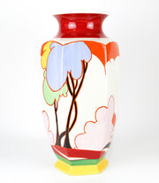 CLARICE CLIFF by WEDGWOOD 'BLUE AUTUMN' BIZARRE HEXAGONAL VASE, BOXED & C.O.A.
