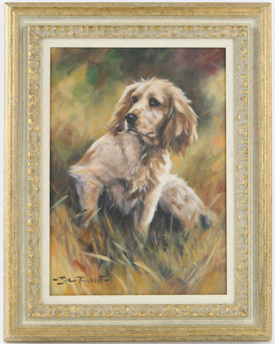 JOHN TRICKETT - SPRINGER SPANIEL DOG STUDY, ORIGINAL OIL PAINTING, SIGNED