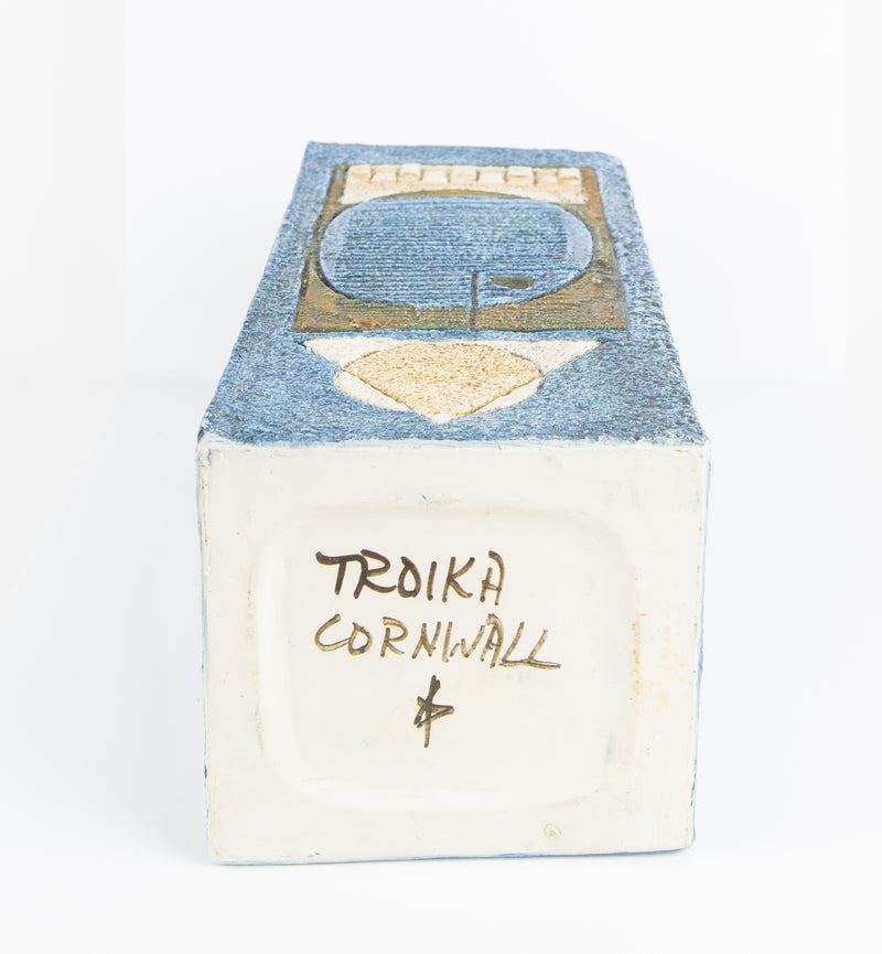 AVRIL BENNETT for TROIKA CORNWALL POTTERY LARGE COLUMN RECTANGLE SHOULDERED VASE