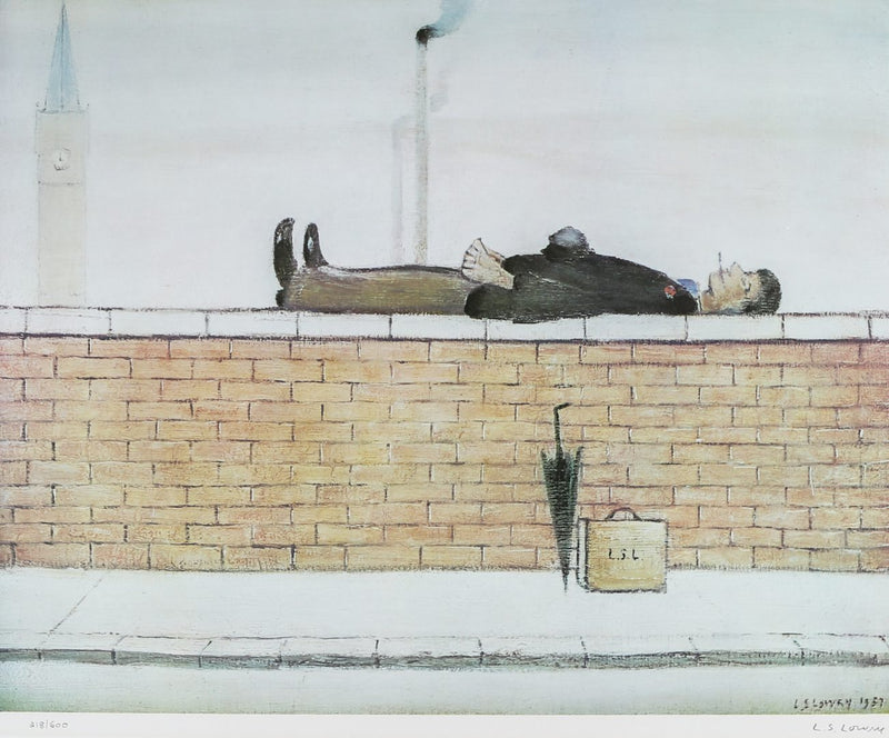 lowry signed print man wall