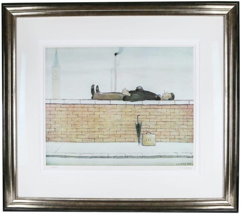 L.S. LAURENCE STEPHEN LOWRY, 'MAN LYING ON A WALL', SIGNED LIMITED EDITION PRINT 218/500