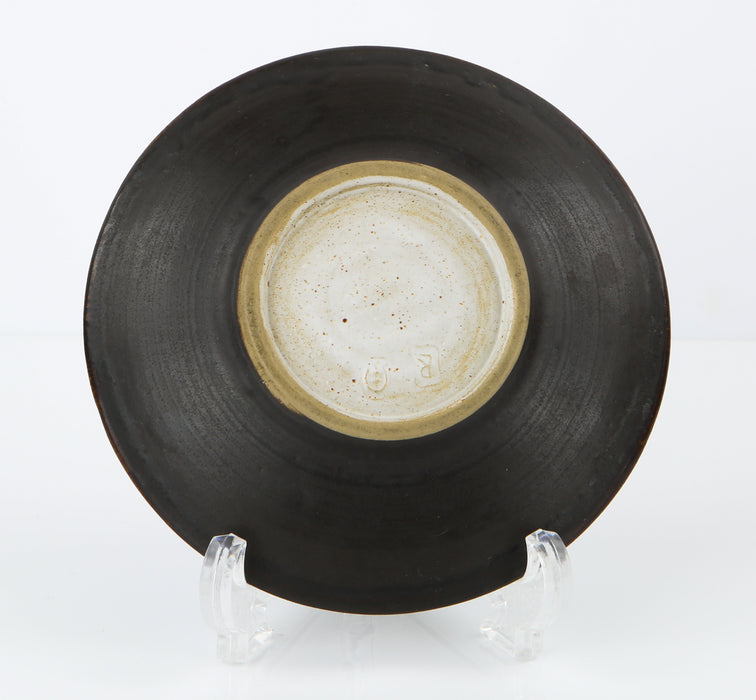 LUCIE RIE & HANS COPER - BROWN MANGANESE STONEWARE STUDIO POTTERY DISH c.1952