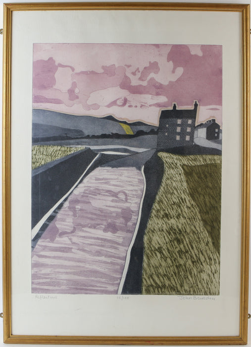 JOHN BRUNSDON 'REFLECTIONS' LARGE LIMITED EDITION ETCHING PRINT 10/100, SIGNED