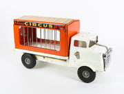 TRIANG 'CIRCUS ON TOUR' VINTAGE TIN PLATE ANIMAL CAGE LORRY TRUCK VAN MODEL