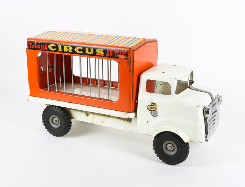 TRIANG 'CIRCUS ON TOUR' VINTAGE TIN PLATE ANIMAL CAGE LORRY TRUCK VAN MODEL
