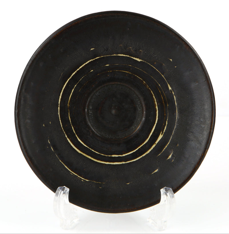 LUCIE RIE & HANS COPER - BROWN MANGANESE STONEWARE STUDIO POTTERY DISH c.1952