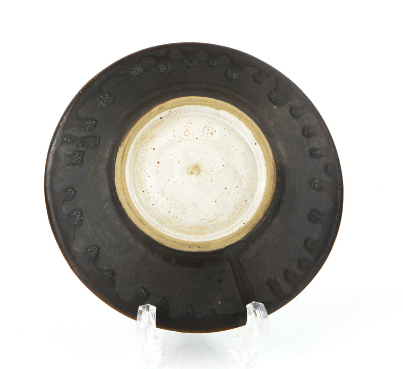 LUCIE RIE & HANS COPER - BROWN MANGANESE STONEWARE STUDIO POTTERY DISH c.1952