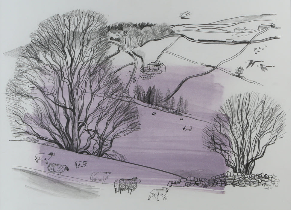 CARRIE ACKROYD, 'PENNINE (SCARTOP)', 2008, PENCIL & OIL WASH PAINTING, SIGNED