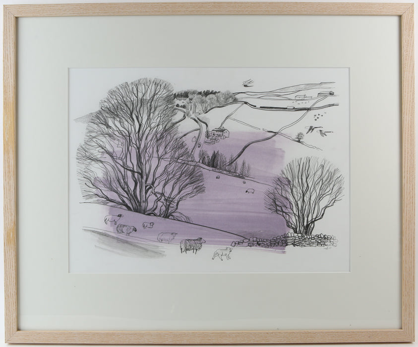 CARRIE ACKROYD, 'PENNINE (SCARTOP)', 2008, PENCIL & OIL WASH PAINTING, SIGNED