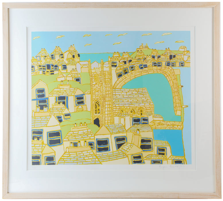 BRYAN PEARCE 'ST IVES FROM FERNLEA TERRACE' LIMITED EDITION PRINT 21/75, SIGNED