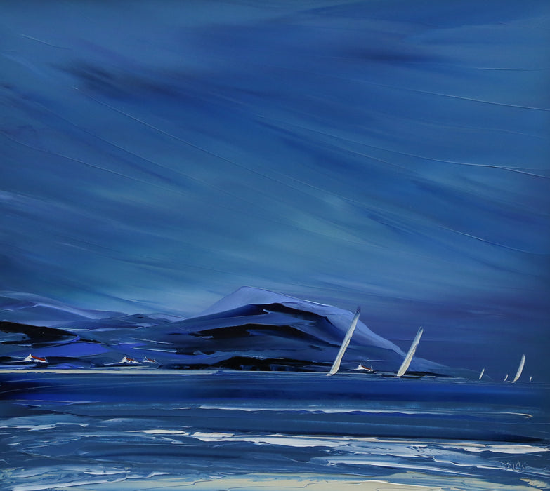 DUNCAN MACGREGOR, 'CAUGHT IN THE BREEZE', SAILING BOATS, VERY LARGE ORIGINAL PAINTING