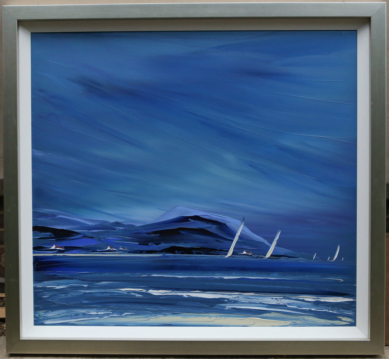 DUNCAN MACGREGOR, 'CAUGHT IN THE BREEZE', SAILING BOATS, VERY LARGE ORIGINAL PAINTING