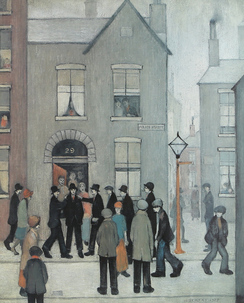 L.S. LAURENCE STEPHEN LOWRY, 'THE ARREST', LIMITED EDITION COLOUR PRINT 303/850