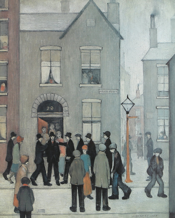 L.S. LAURENCE STEPHEN LOWRY, 'THE ARREST', LIMITED EDITION COLOUR PRINT 303/850