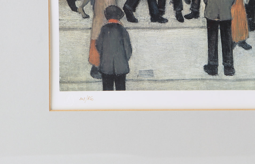 L.S. LAURENCE STEPHEN LOWRY, 'THE ARREST', LIMITED EDITION COLOUR PRINT 303/850