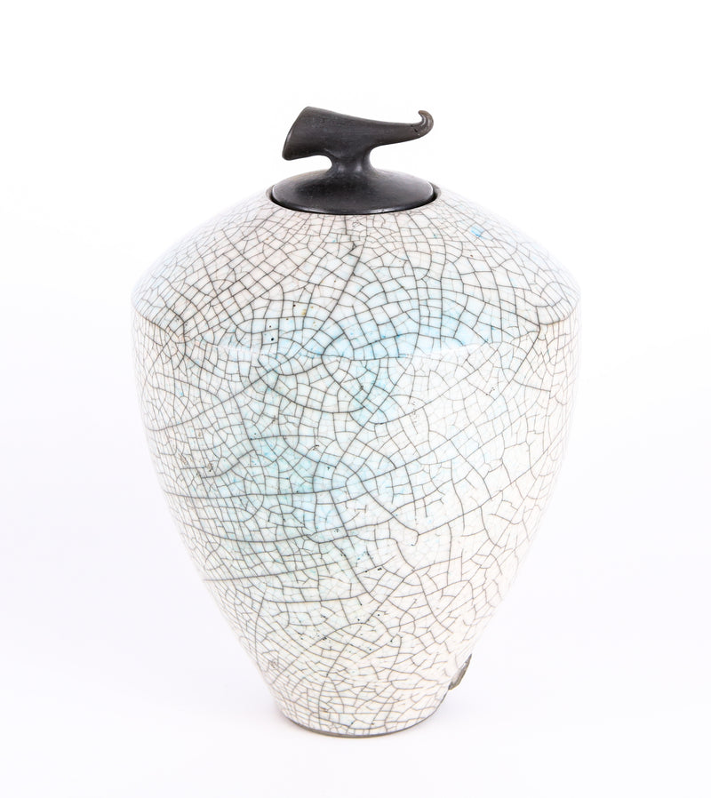 TIM ANDREWS - RAKU STUDIO ART POTTERY JAR POT VASE, SIGNED