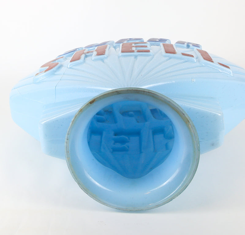 SUPER SHELL - VINTAGE BLUE GLASS PETROL PUMP GLOBE ADVERTISING SIGN