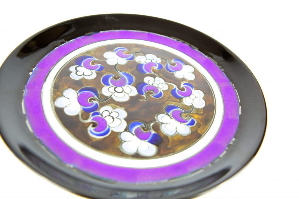 SM POTTINGER for POOLE POTTERY - PURPLE IONIAN SHAPE 7 FLORAL PLATE DISH CHARGER